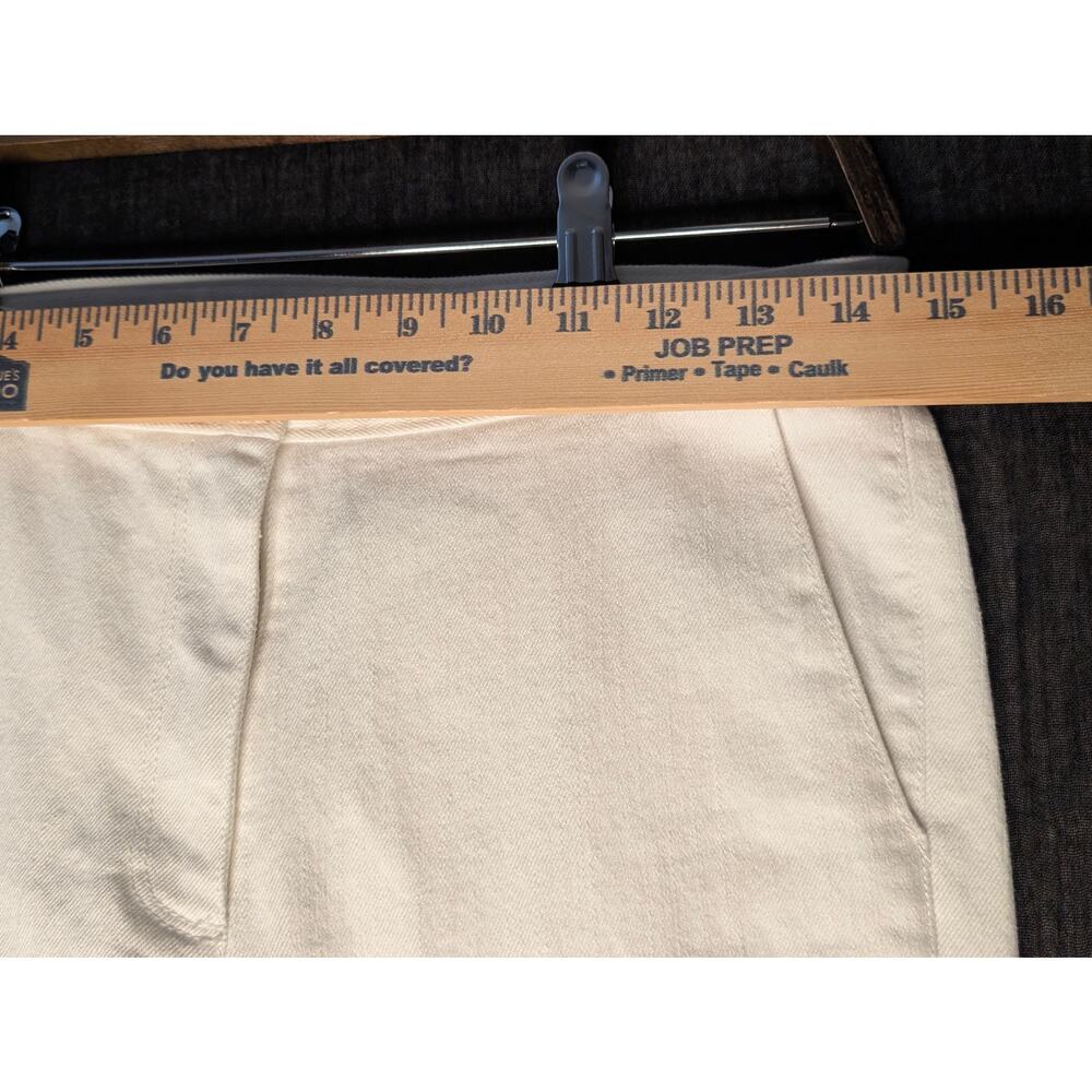 Cinq à Sept White Petal Ethel Ruffle Cuff Denim Flare Jeans Sz 6 Bridal Brunch - Picture 12 of 16